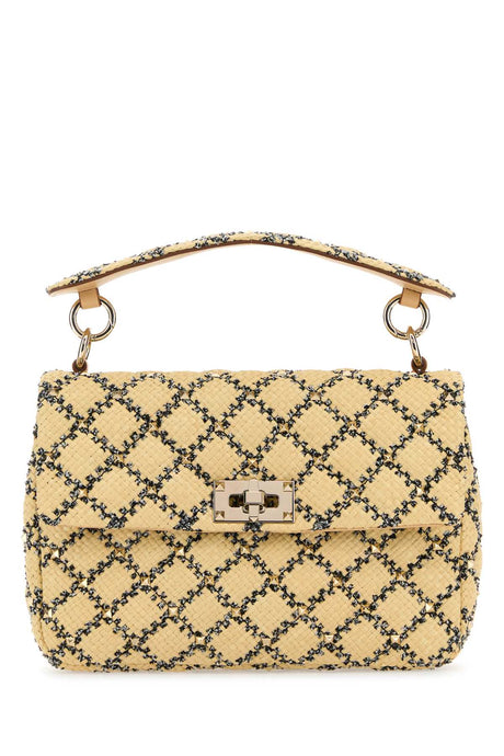 VALENTINO GARAVANI Mini Raffia Rockstud Handbag - 23x16x6 cm