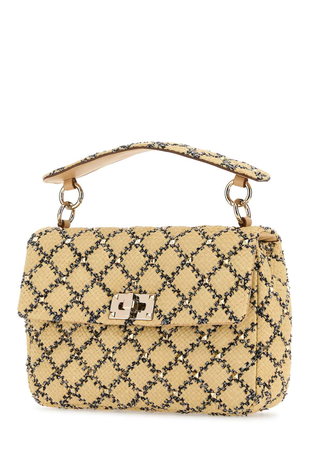 VALENTINO GARAVANI Mini Raffia Rockstud Handbag - 23x16x6 cm