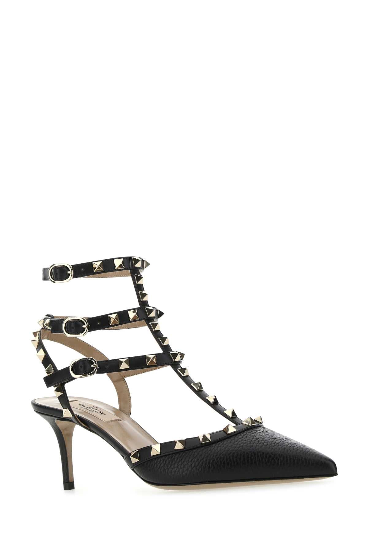 VALENTINO GARAVANI Rockstud Mini Black Leather Pumps - 7 cm Heel