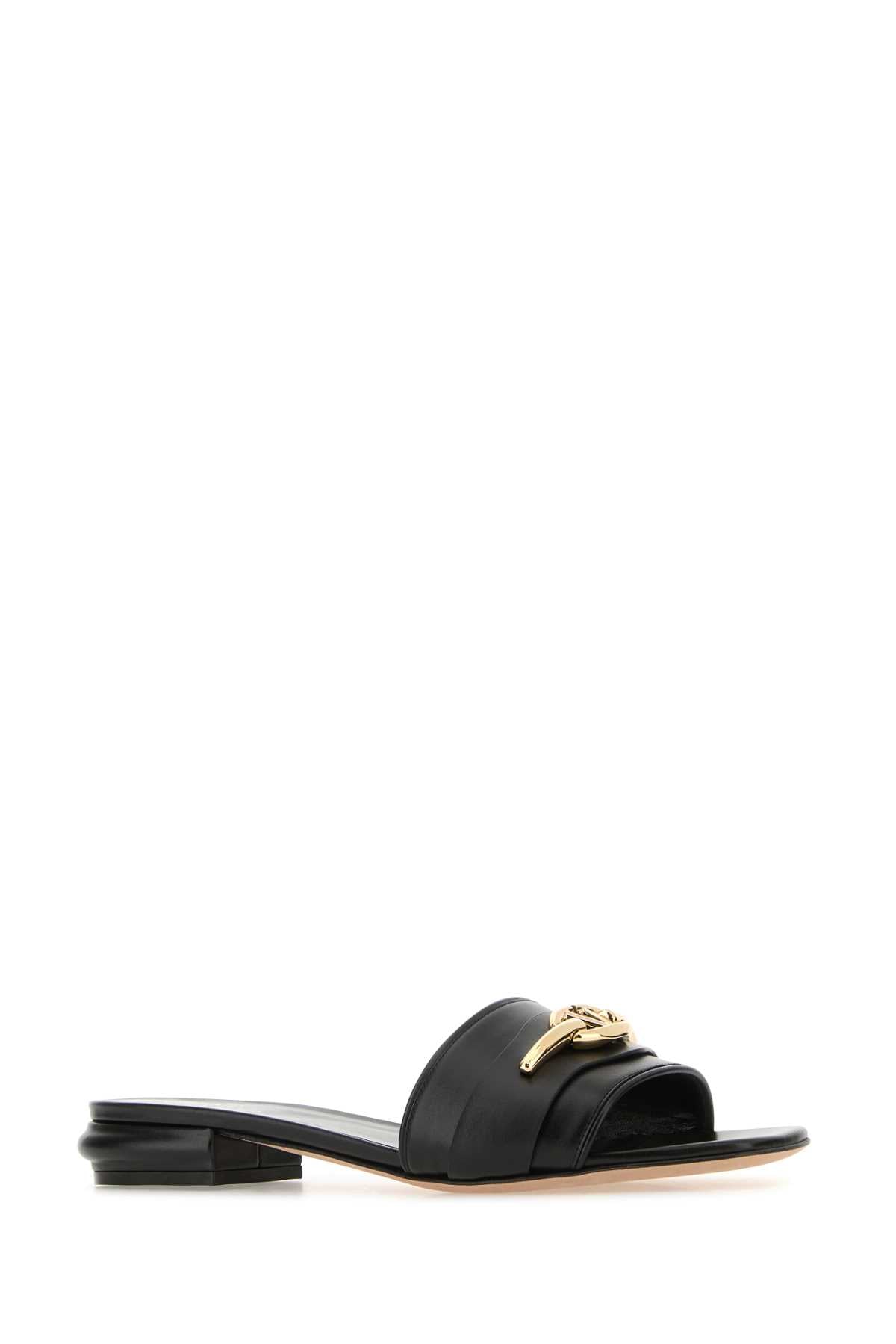 VALENTINO GARAVANI Chic Black Leather Slippers