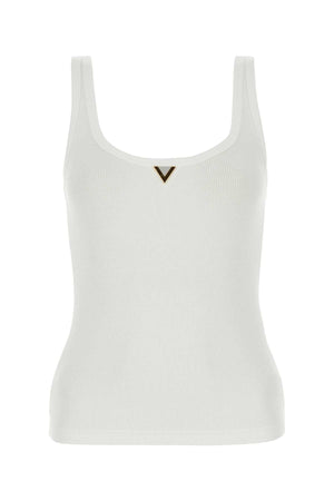 VALENTINO GARAVANI Classic White Stretch Cotton Tank Top