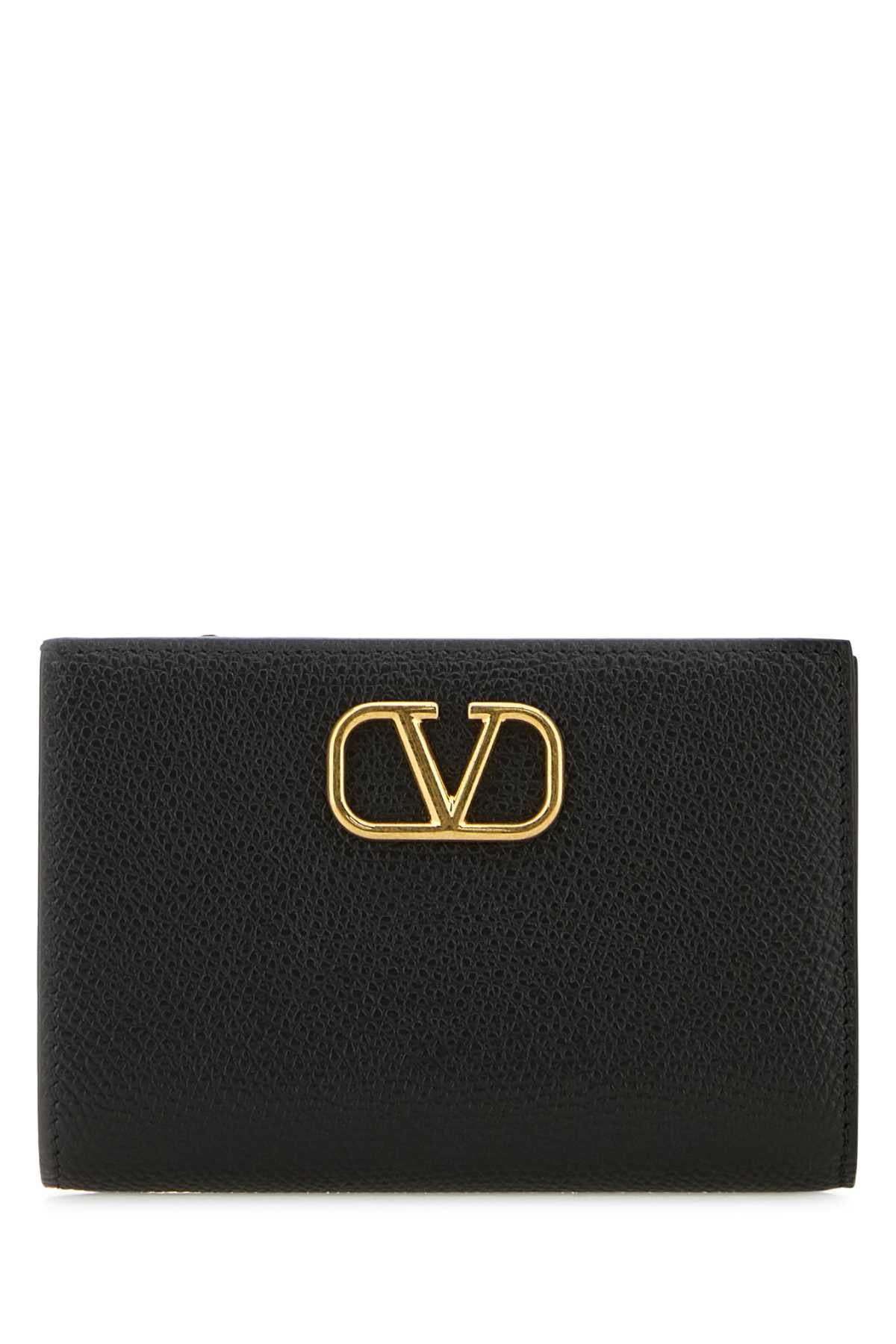 VALENTINO GARAVANI Mini Black Leather VLogo Wallet