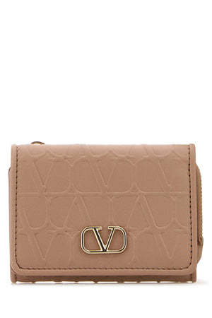 VALENTINO GARAVANI Mini Leather Wallet in Powder Pink