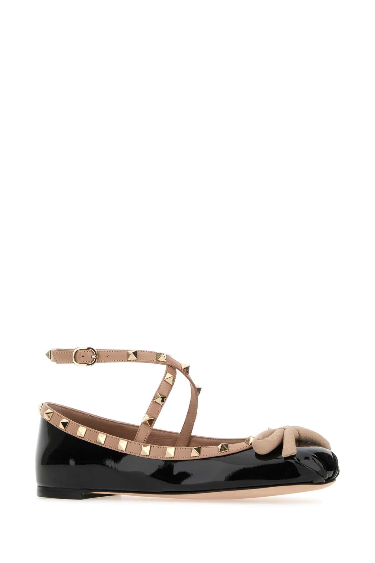 VALENTINO GARAVANI Chic Black Leather Rockstud Ballerinas