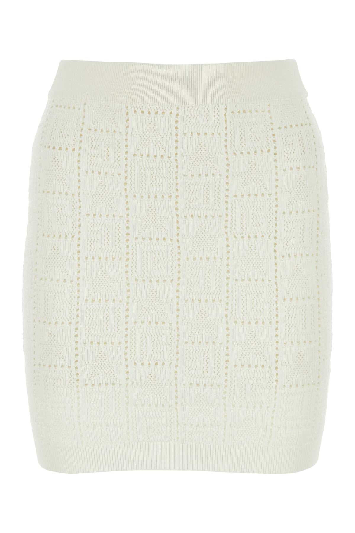 BALMAIN Chic Ivory Viscose Blend Mini Skirt for Women