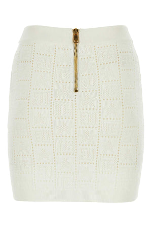 BALMAIN Chic Ivory Viscose Blend Mini Skirt for Women