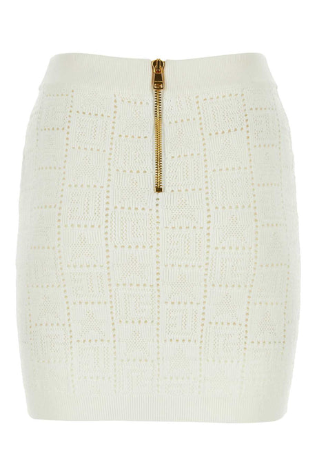 BALMAIN Chic Ivory Viscose Blend Mini Skirt for Women