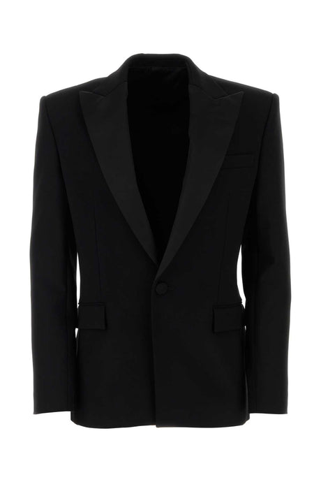 BALMAIN Classic Black Viscose Blend Blazer for Men