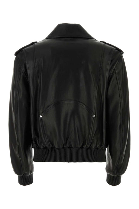 BALMAIN Black Leather Bomber Jacket