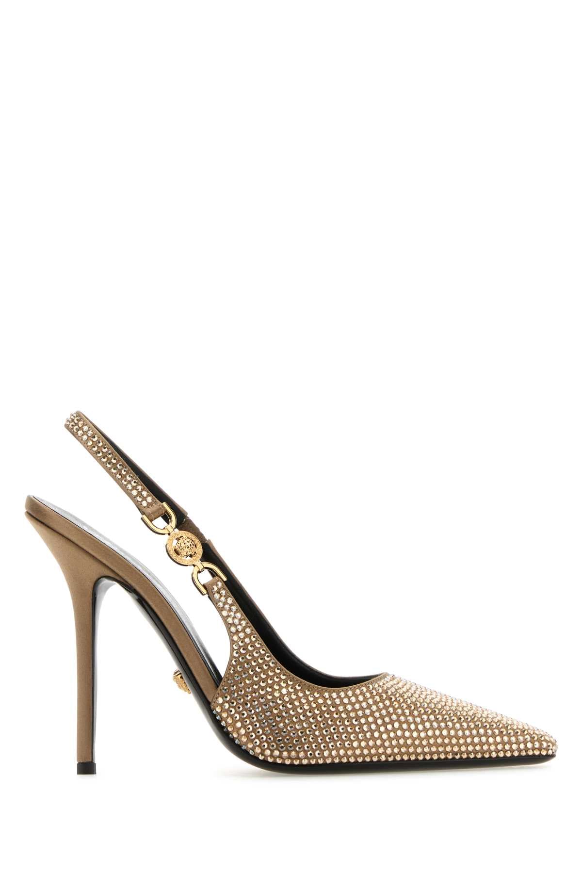 VERSACE Embellished Satin Medusa 95 Pumps