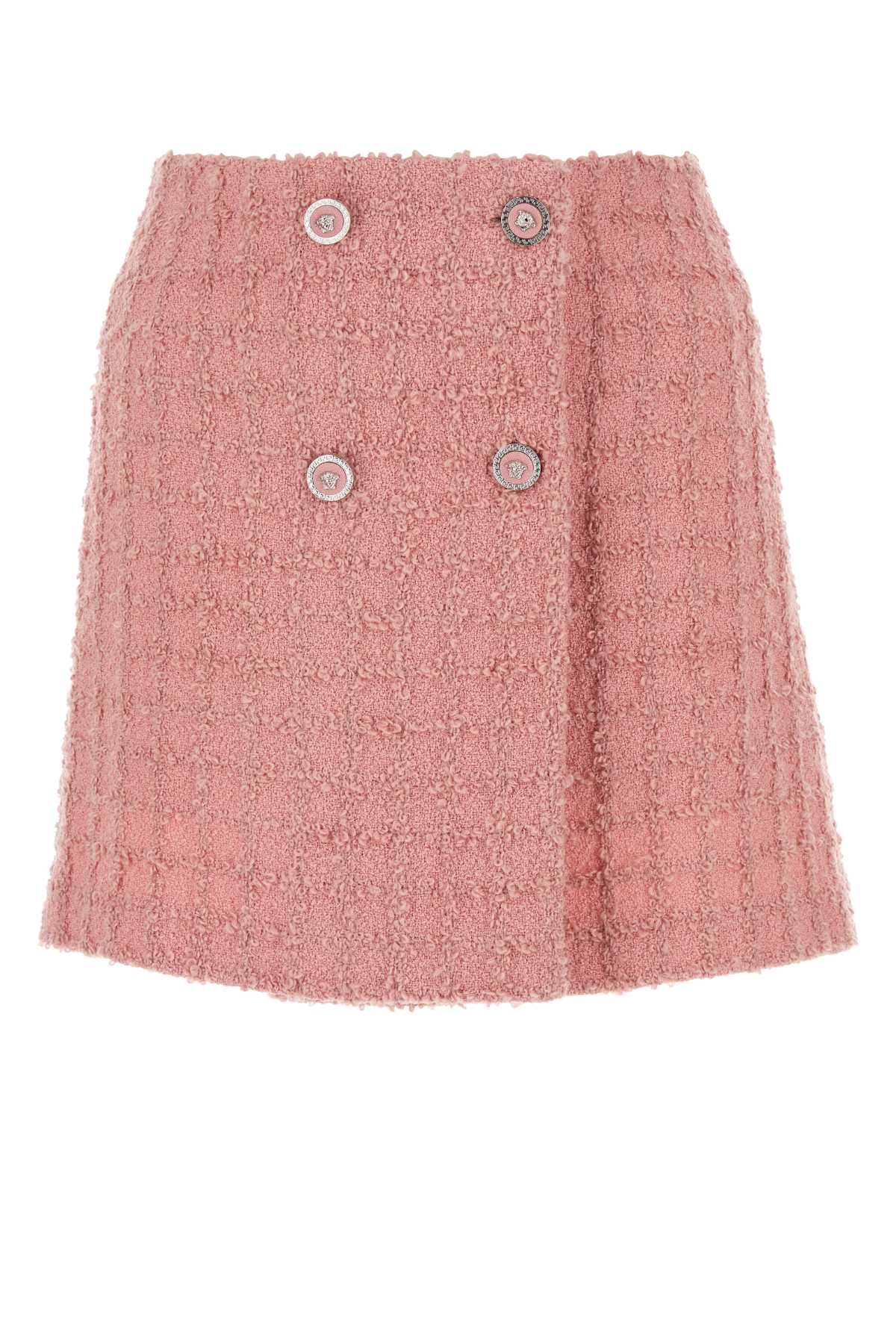 VERSACE Chic Pink Boucle Loop Mini Skirt