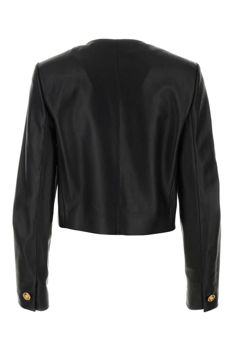 VERSACE Chic Black Leather Jacket for Women