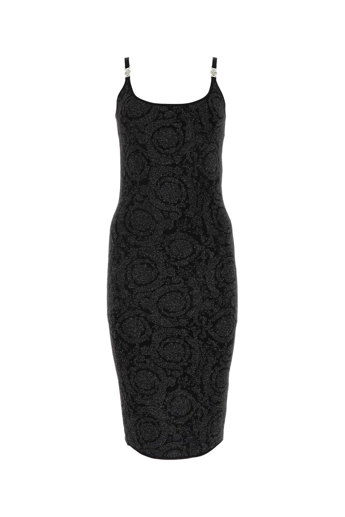 VERSACE Black Stretch Viscose Blend Mini Dress