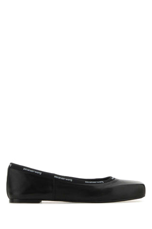 ALEXANDER WANG Elegant Black Leather Ballerina Flats