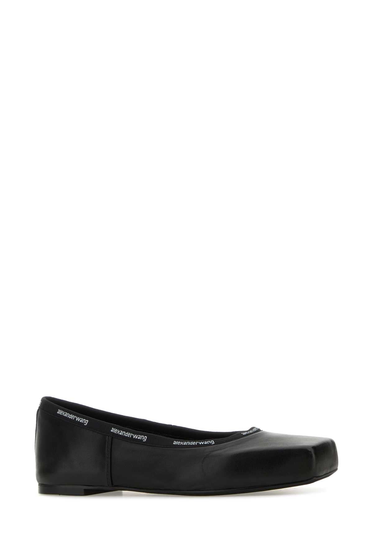 ALEXANDER WANG Elegant Black Leather Ballerina Flats