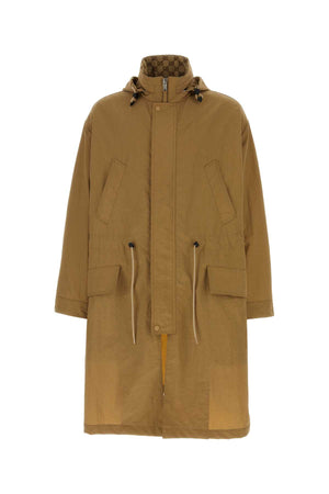 GUCCI Nylon Camel Trench Coat for Men