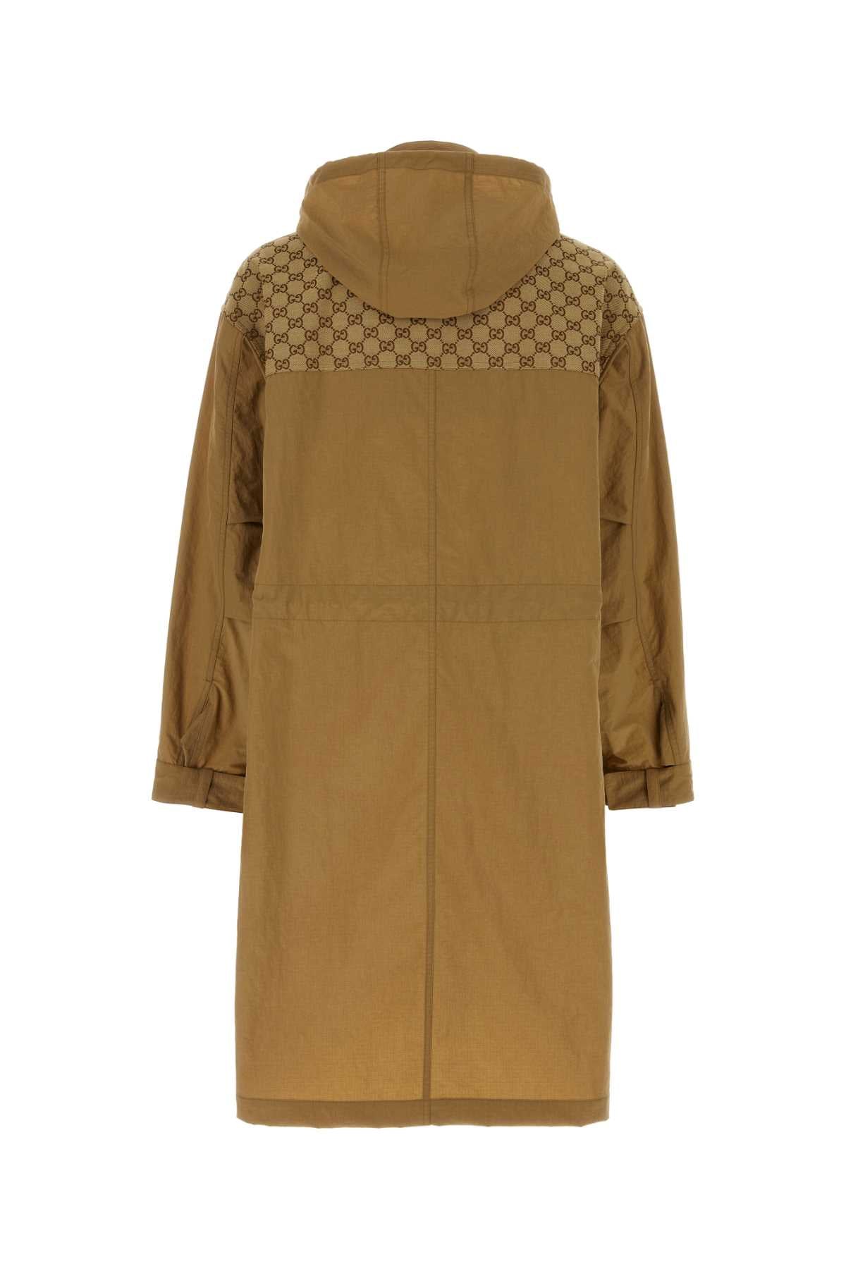 GUCCI Nylon Camel Trench Coat for Men