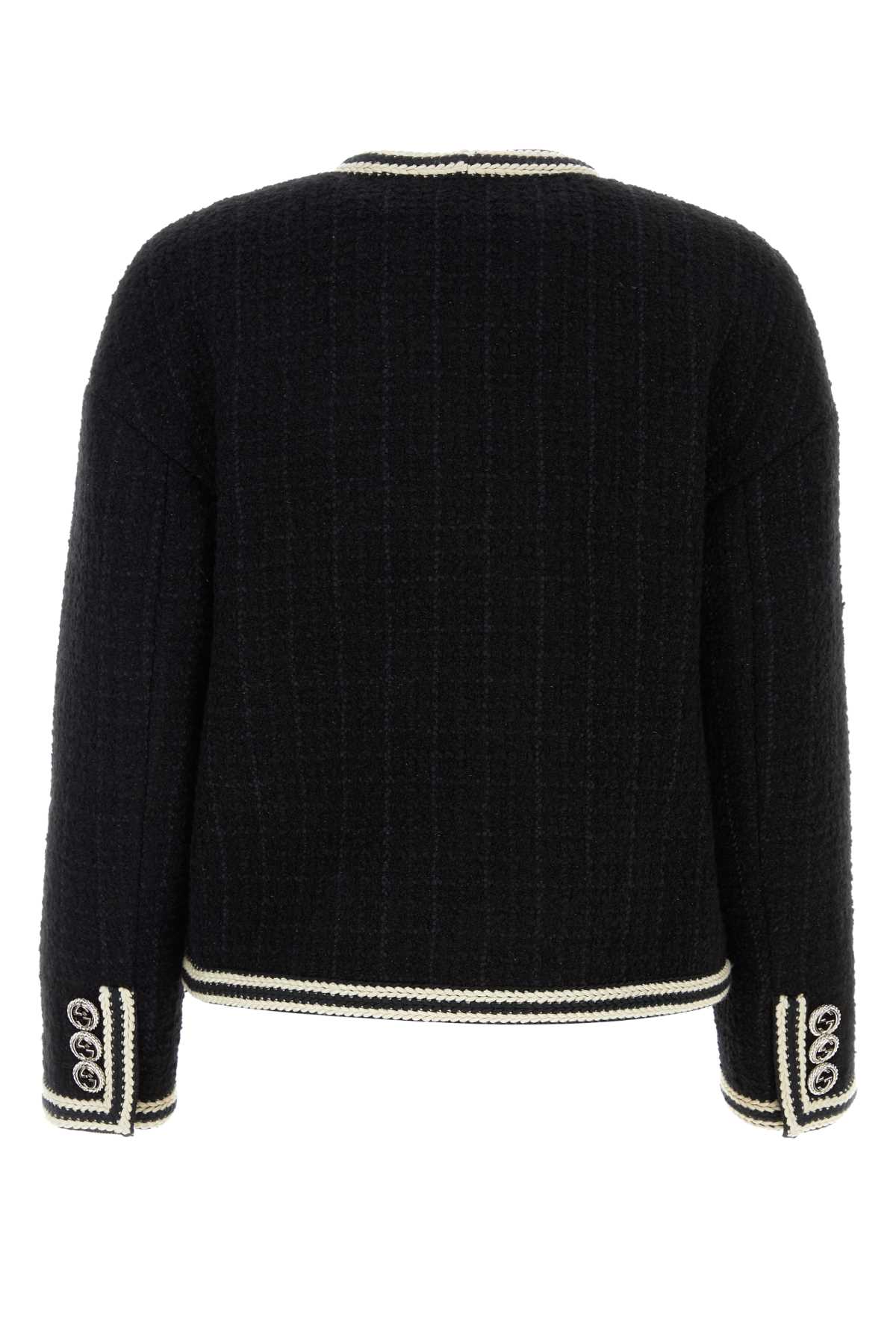 GUCCI Elegant Black Tweed Blazer for Women