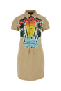 DSQUARED Beige Stretch Cotton Mini Shirt Dress