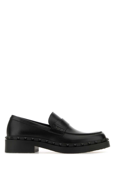 VALENTINO GARAVANI Black Leather Rockstud Loafers for Men