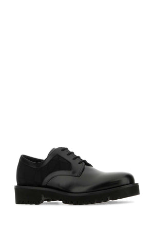 VALENTINO GARAVANI Black Leather and Tolie Iconographe Lace-Up Shoes