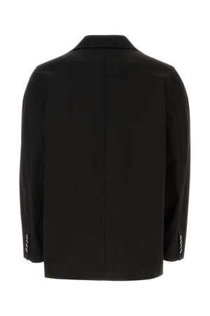 VALENTINO GARAVANI Classic Black Stretch Canvas Blazer for Men