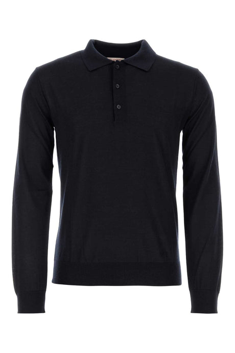 VALENTINO GARAVANI Midnight Cashmere Blend Polo Shirt for Men