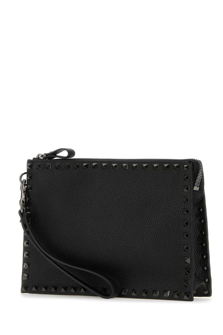 VALENTINO GARAVANI Mini Rockstud Leather Clutch - Stylish Black Accessory for Men