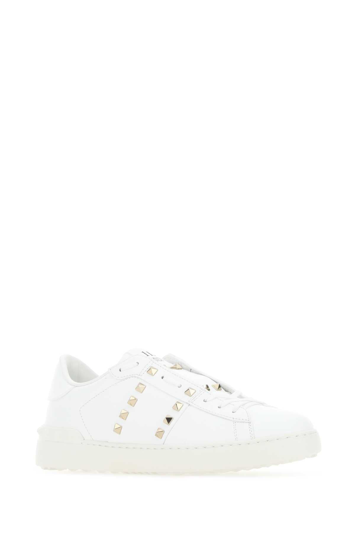 VALENTINO GARAVANI Classic White Leather Rockstud Sneakers