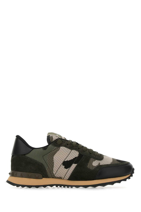 VALENTINO GARAVANI Multicolor Fabric and Leather Rockrunner Camouflage Sneaker - Men's Size