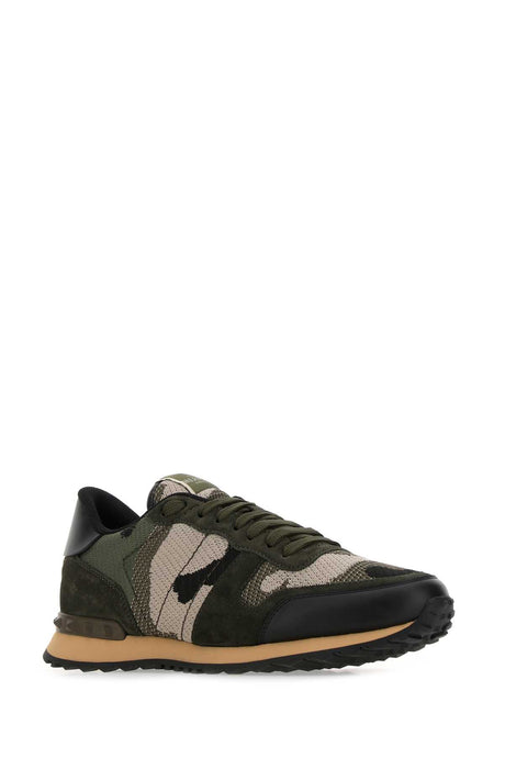 VALENTINO GARAVANI Multicolor Fabric and Leather Rockrunner Camouflage Sneaker - Men's Size