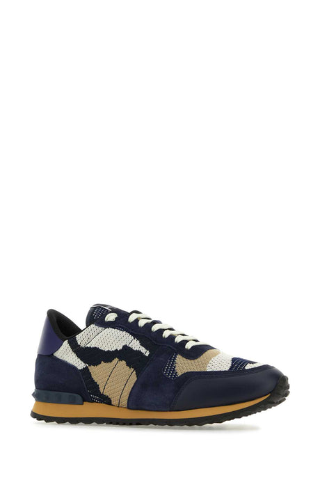 VALENTINO GARAVANI Multicolor Fabric and Leather Rockrunner Camouflage Sneaker