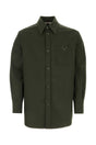 VALENTINO GARAVANI Olive Green Stretch Polyester Shirt for Men