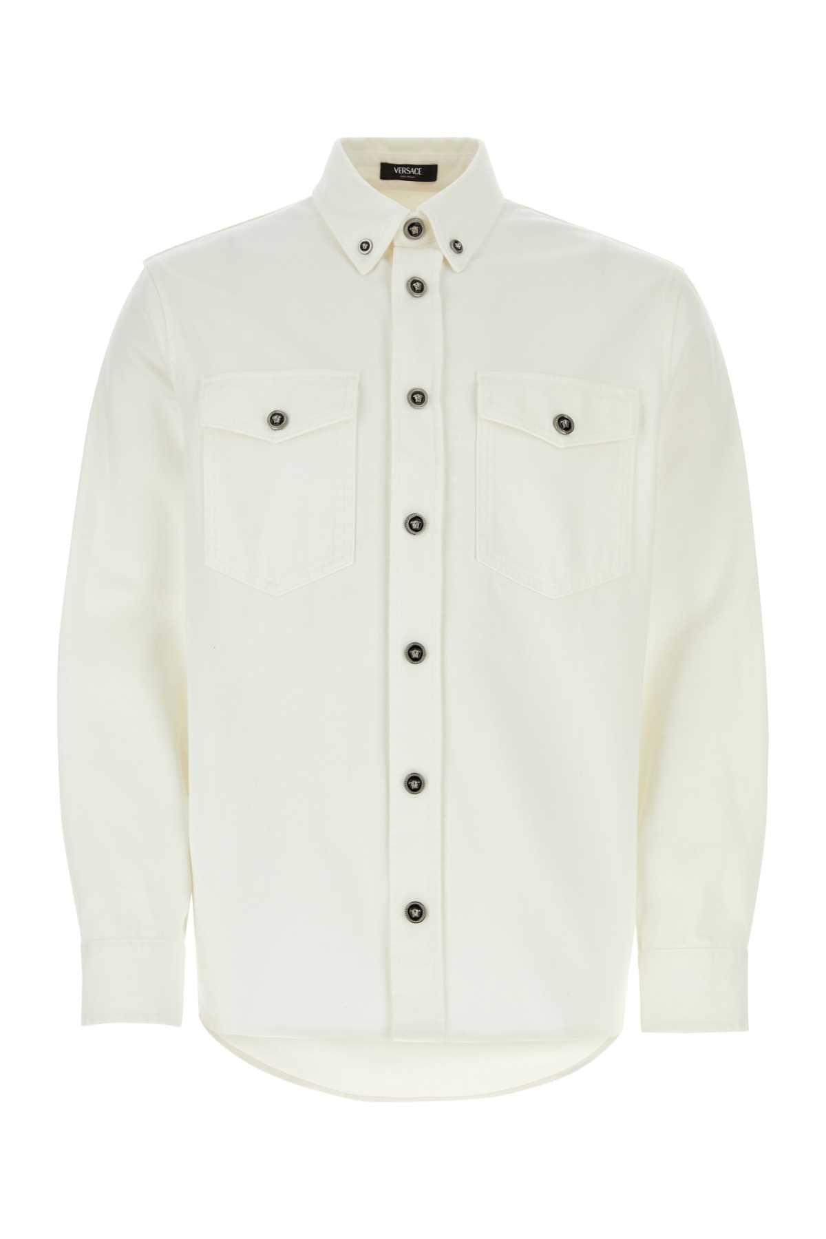 VERSACE Men's White Denim Shirt 2024