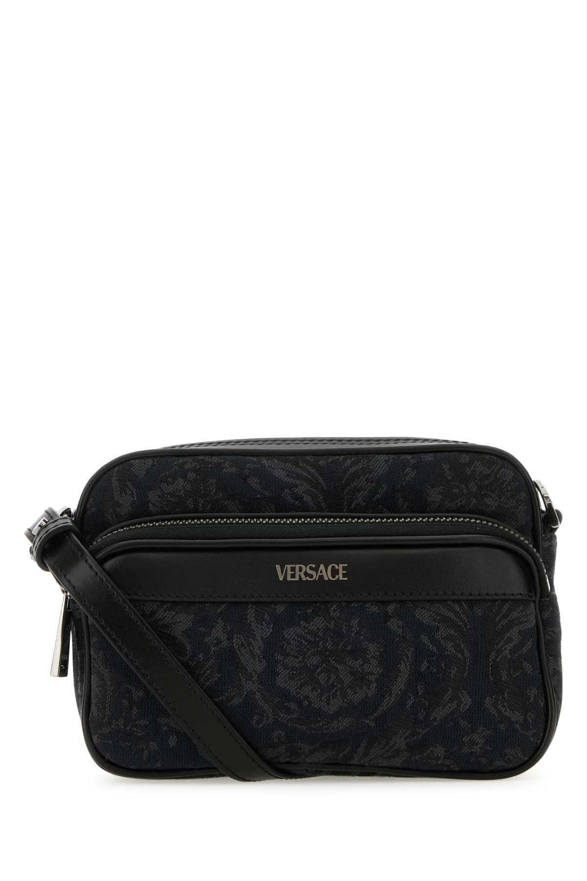 VERSACE Mini Embroidered Fabric Crossbody Handbag