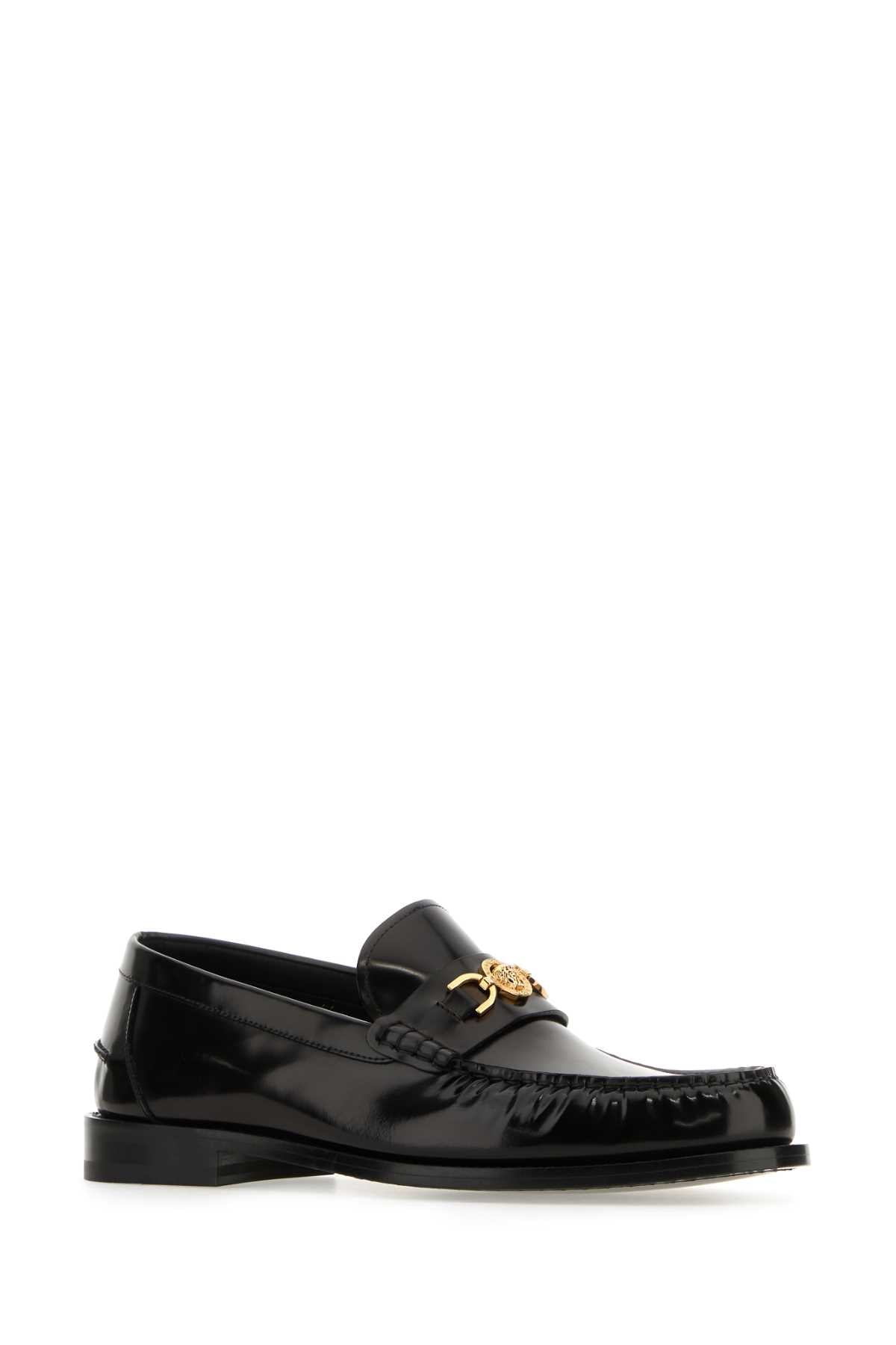 VERSACE Elegant Black Leather Medusa Loafers for Men