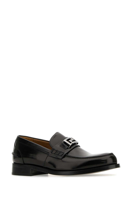 VERSACE Sophisticated Black Leather Loafers for Men