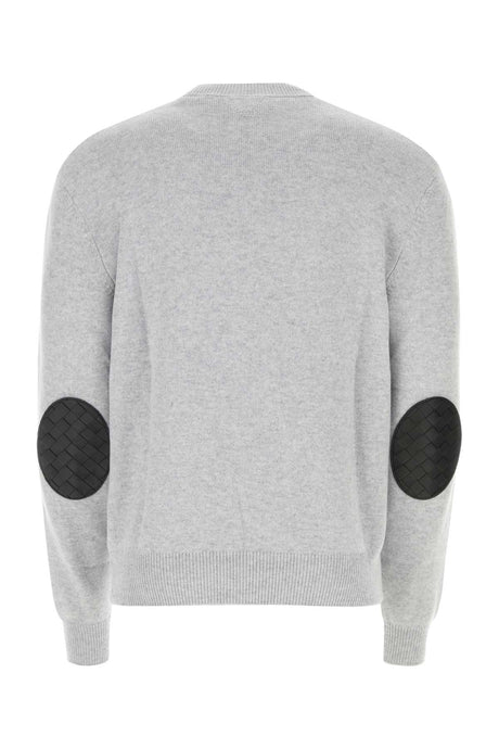 BOTTEGA VENETA Stylish Melange Grey Stretch Cashmere Blend Sweater for Men