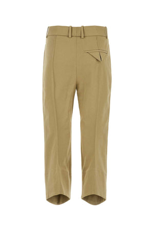 BOTTEGA VENETA Beige Cotton Cropped Cut Pants for Women