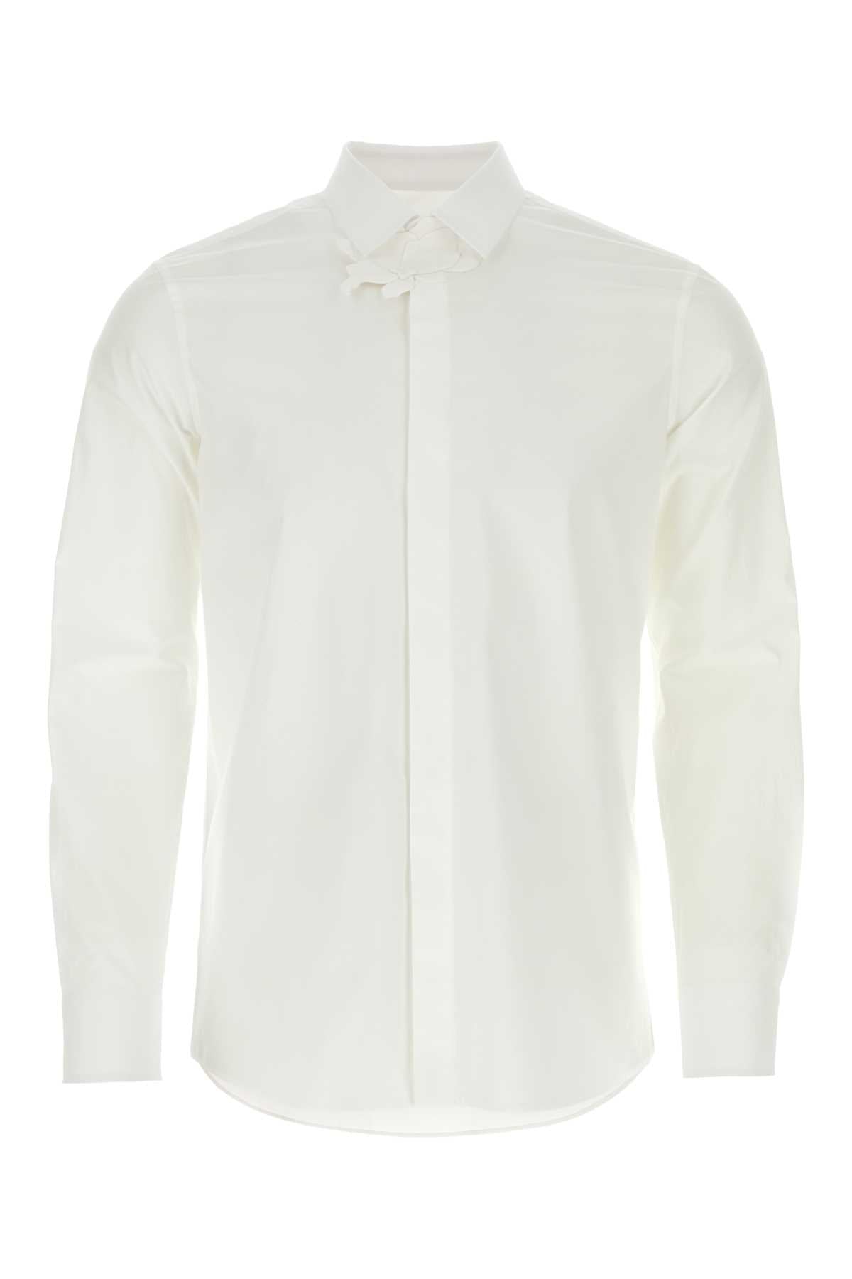 VALENTINO GARAVANI Classic Tailored White Popeline Shirt for Men