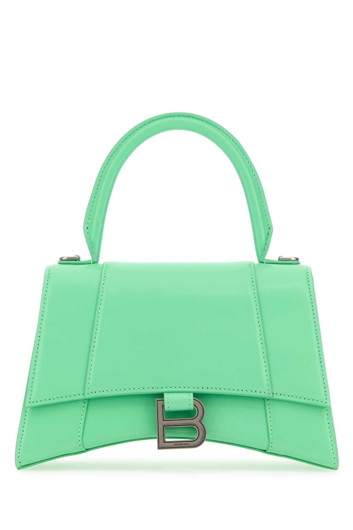 BALENCIAGA Mini Green Leather Hourglass Handbag