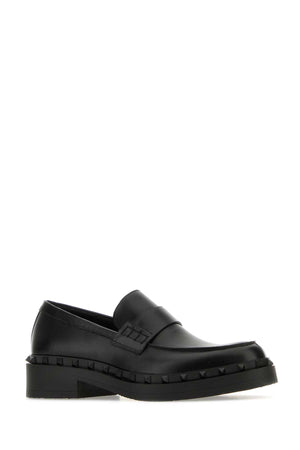 VALENTINO GARAVANI Sophisticated Black Leather Rockstud Loafers for Men