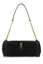 SAINT LAURENT Mini Black Raffia & Leather Cassandre Shoulder Handbag