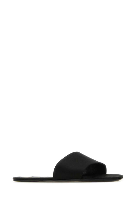 SAINT LAURENT Elegant Black Satin Carlyle Slippers