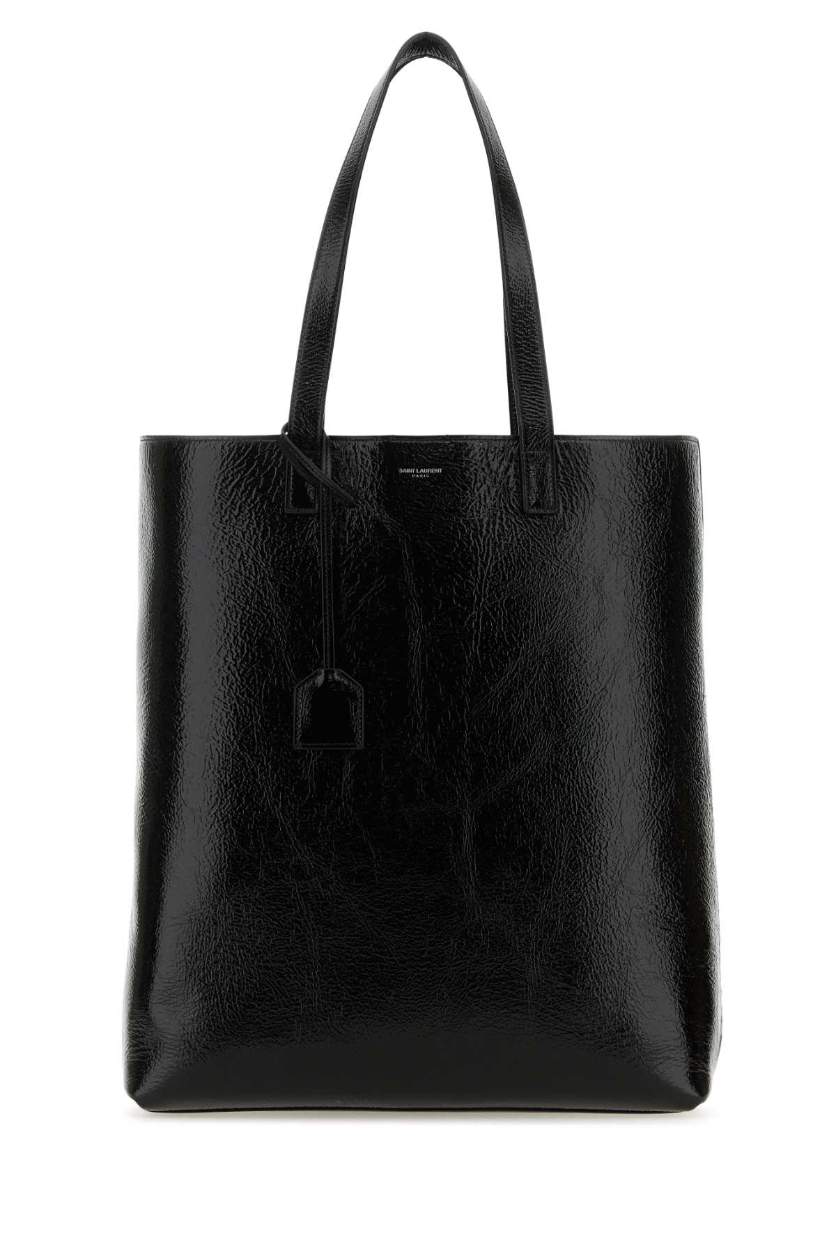 SAINT LAURENT Bold Black Leather Shopping Handbag - 33cm x 40cm x 14cm