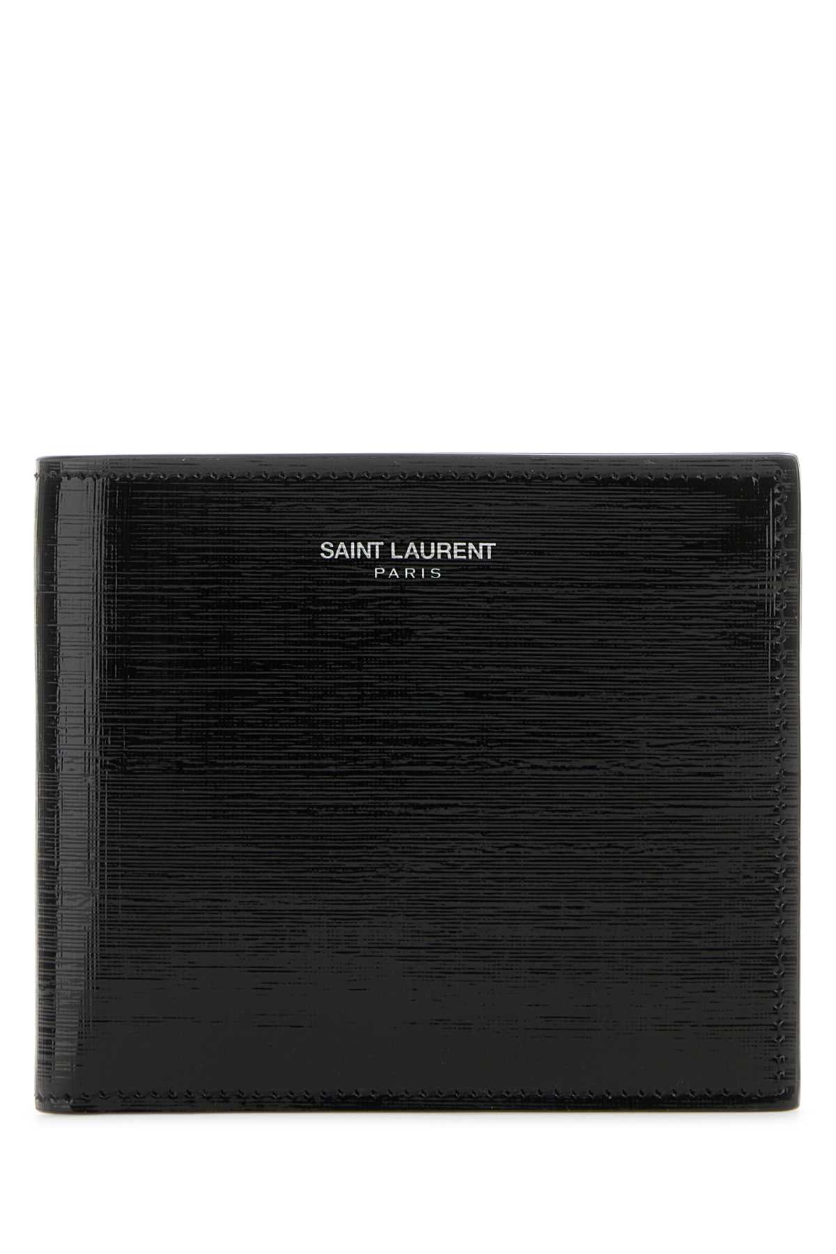 SAINT LAURENT Men's Black Leather Mini Wallet - Stylish Accessory