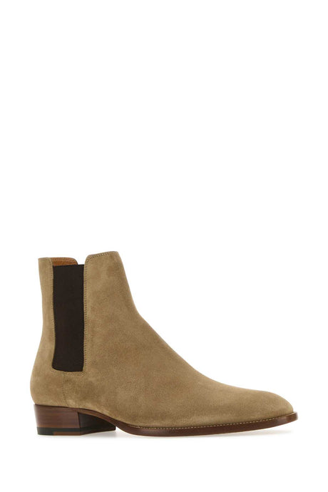 SAINT LAURENT Wyatt Sand Suede Ankle Boots for Men