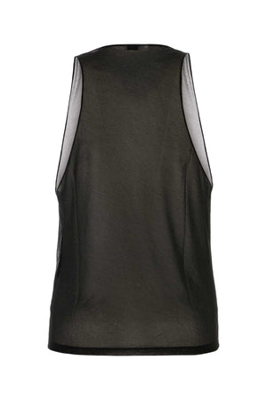 SAINT LAURENT See-Through Black Tank Top for Men