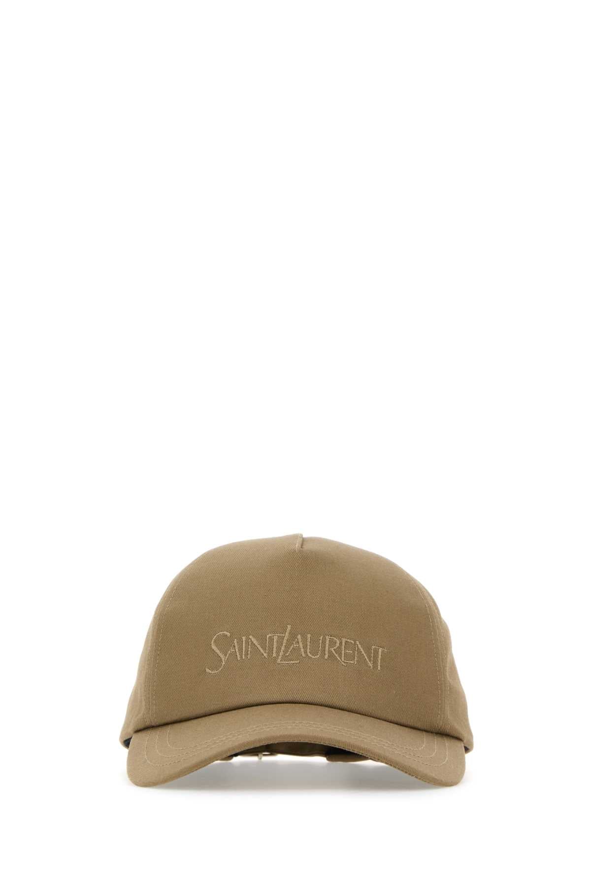 SAINT LAURENT Cappuccino Cotton Blend Baseball Cap