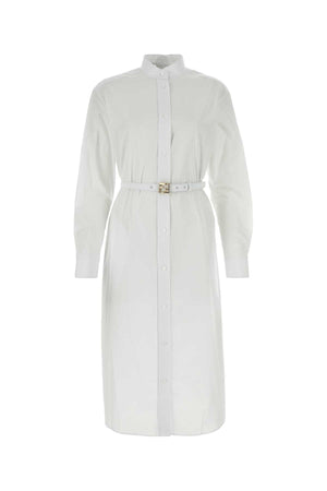 FENDI White Poplin Mini Shirt Dress for Women